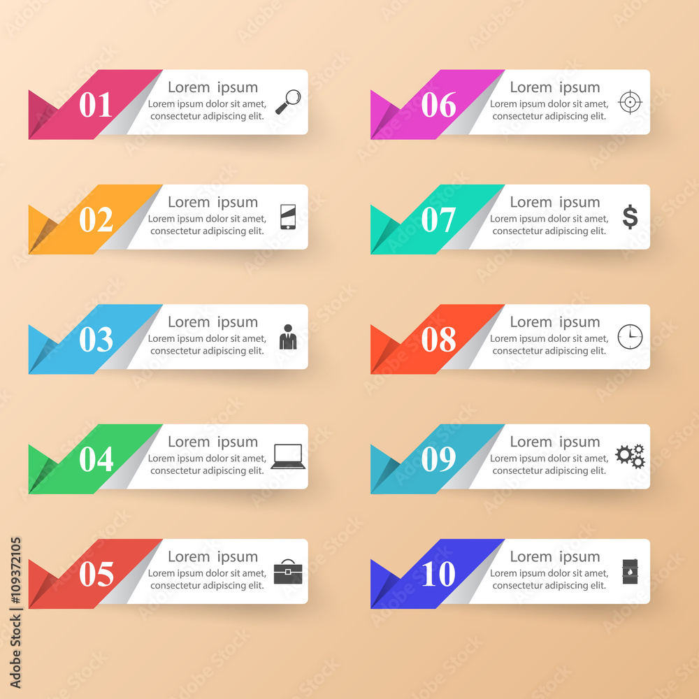Infographic design. List of 10 items. Infographic design. List of 10 items.