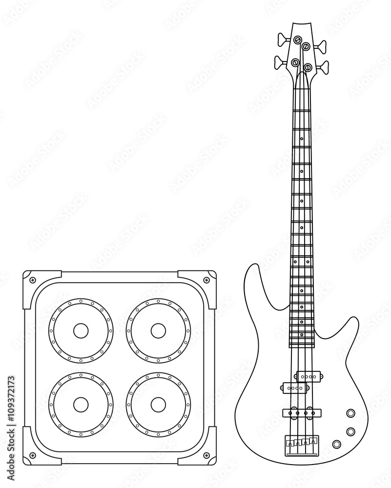 Electric Bass Guitar and Amplifier