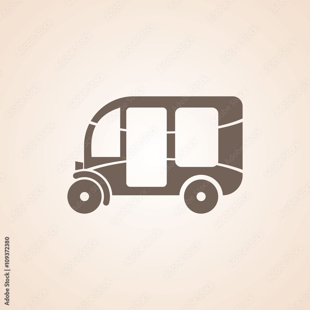 Fototapeta premium Icon Of Three Wheeler Auto Rickshaw.