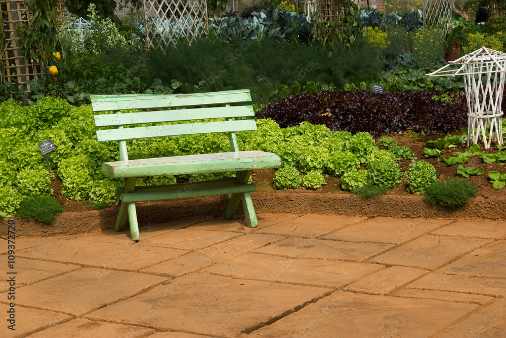 Bench in the vegetable garden