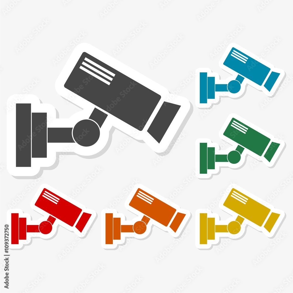 Multicolored paper stickers - Security camera icon 