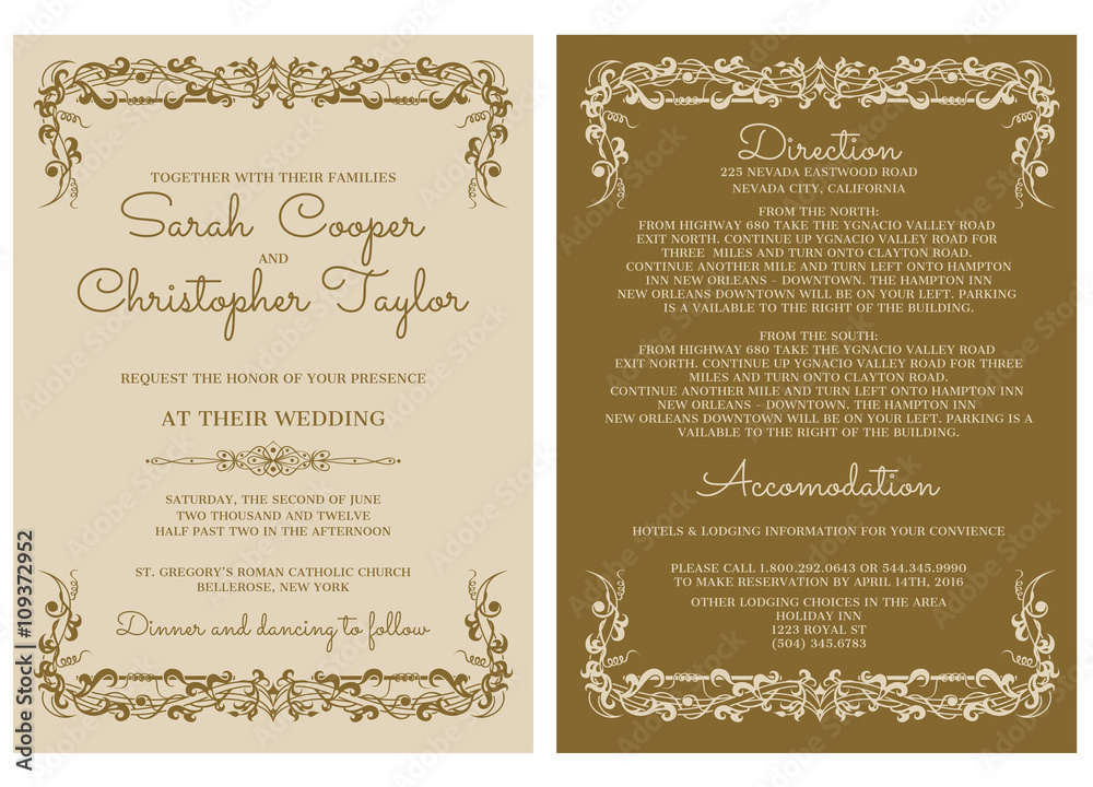 Wedding Invitation Card Invitation with ornaments Wedding Invitation Card Invitation with ornaments
