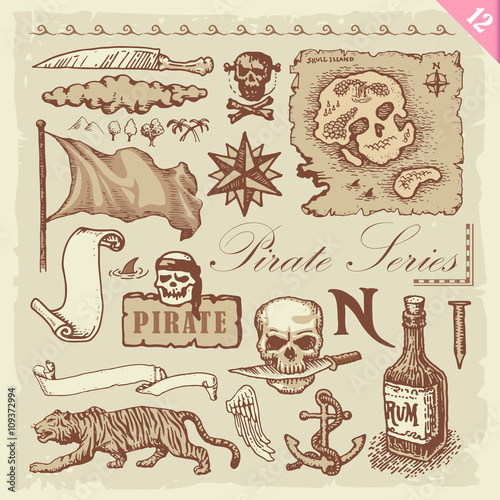 Pirate Sketches Layered Vector Set 
