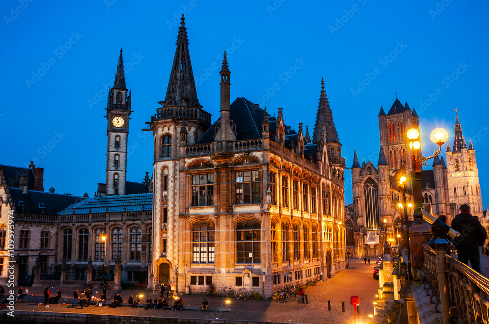 Ghent in Belgium at night