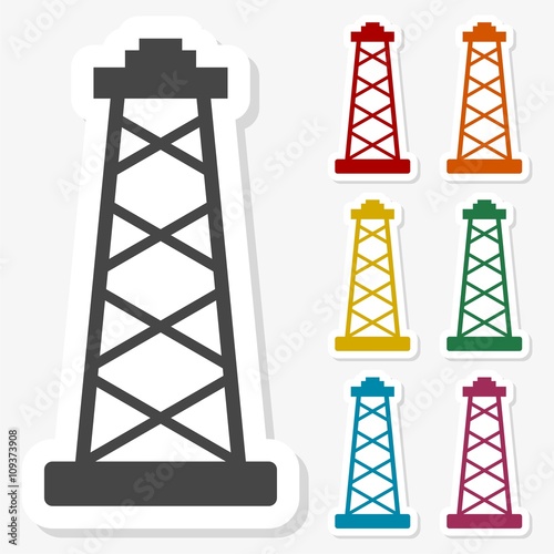 Multicolored paper stickers - Oil rig icon