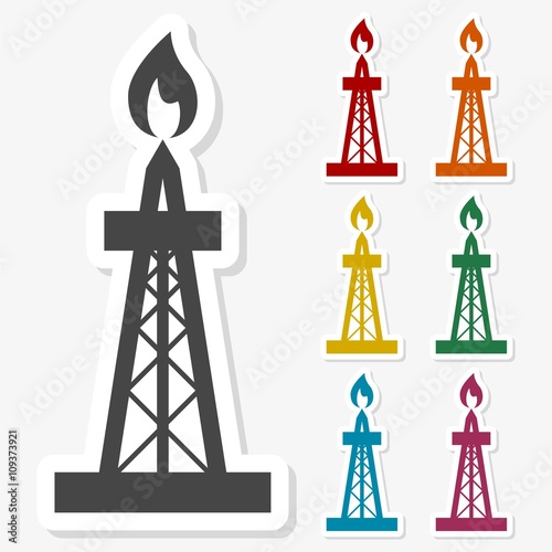 Multicolored paper stickers - Oil rig icon