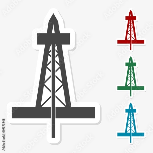 Multicolored paper stickers - Oil rig icon