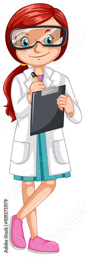 Female scientist recording experiment