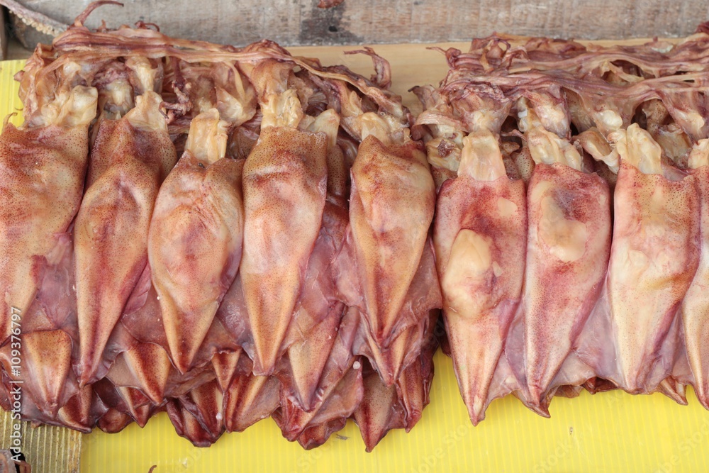 dried squid for cooking in the market.