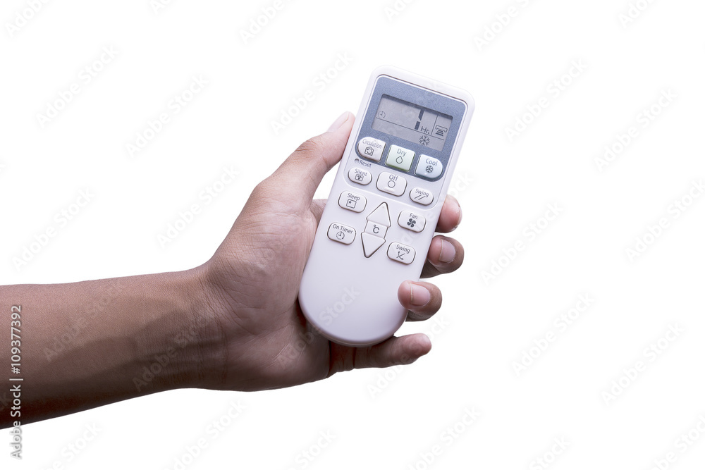 hand holding remote isolated on white background hand holding remote isolated on white background