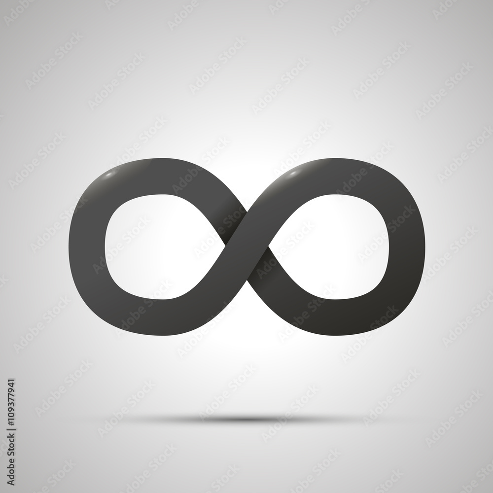 Black simple Infinity sign with shadow on white