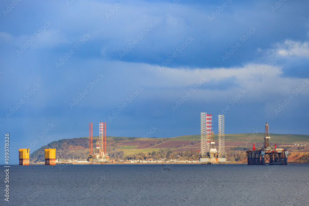 Semi Submersible Oil Rig at Cromarty Firth in Invergordon, Scotland