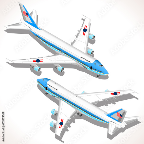 Aircraft. Flat 3D isometric airplane vehicles. Plane Infographic elements. Vector airplanes. Big aeroplane isolated object.
 