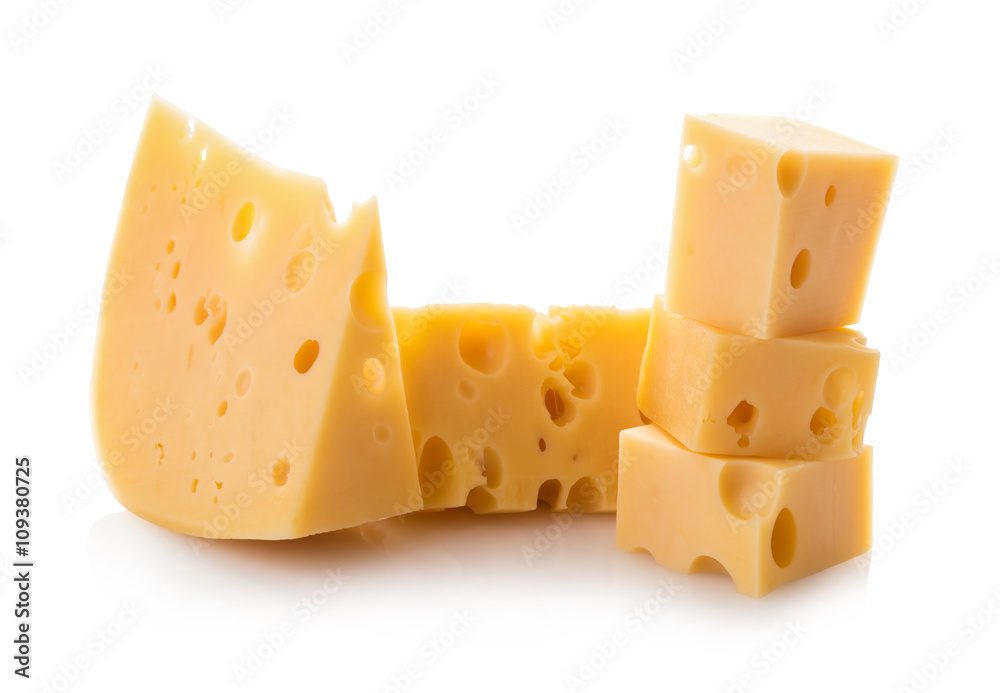 piece of cheese isolated on a white background piece of cheese isolated on a white background