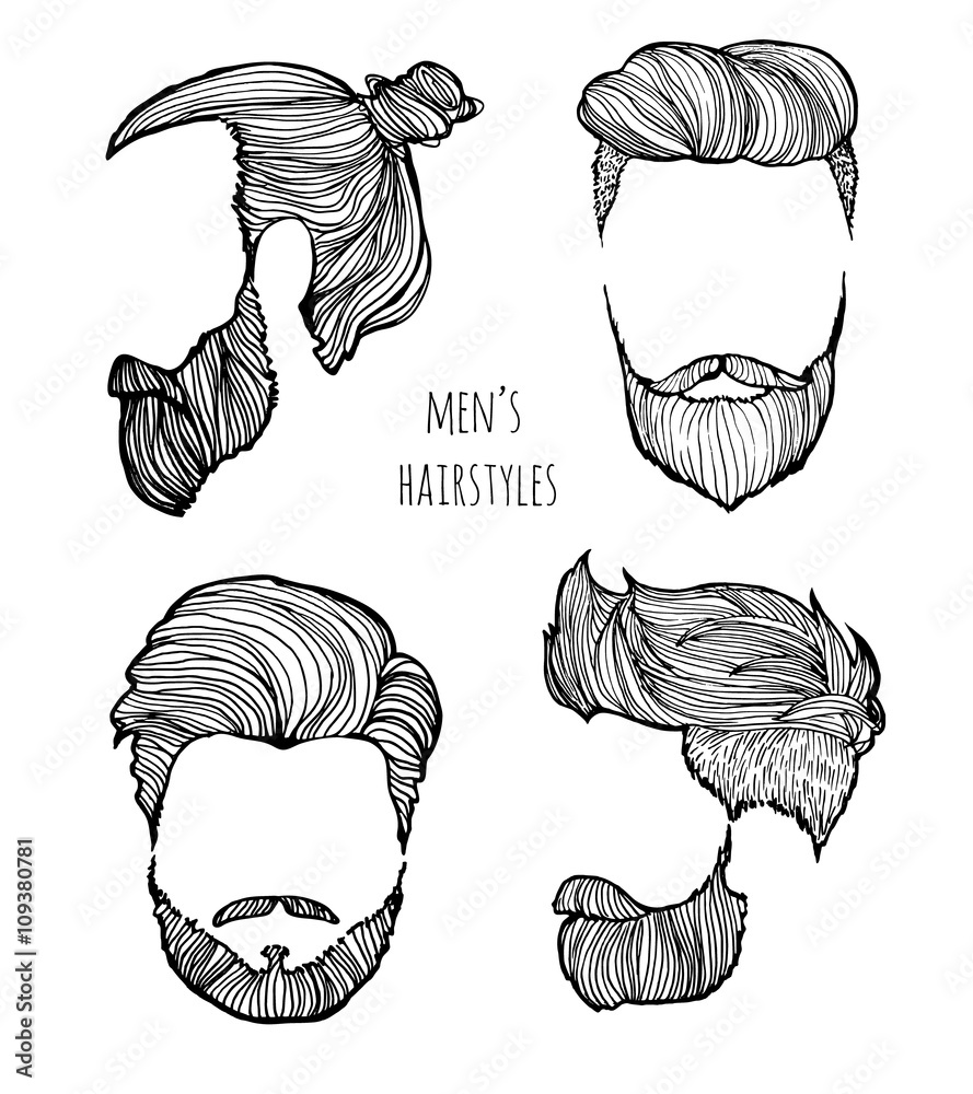 Man hairstyle. Set of hand-drawn sketches. Vector Illustration. Stock Vector | Adobe Stock Man hairstyle. Set of hand-drawn sketches. Vector Illustration. Stock Vector | Adobe Stock