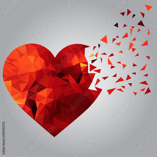 Vector image of stylized broken polygonal heart