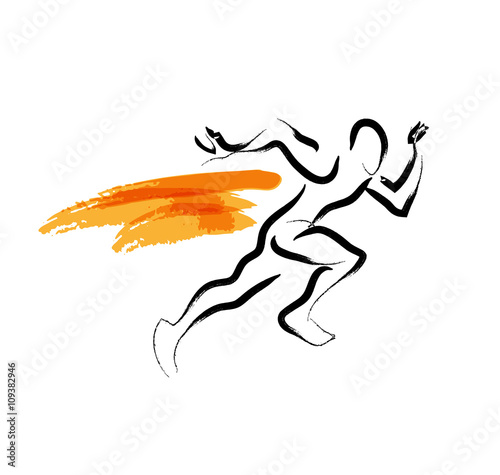 Hand drawn vector simple flat sportsman athlete sketch isolated on white background.
