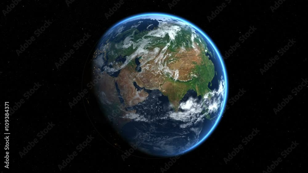 Earth from Space. Day and night over Asia. Clip contains earth, space, asia, globe, spinning, planet, animation, rotation, timelapse. Loop. Images from NASA.