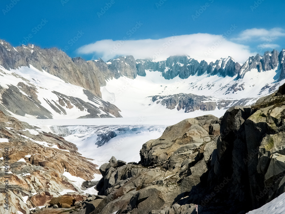 Obraz premium Rhone glacier melting