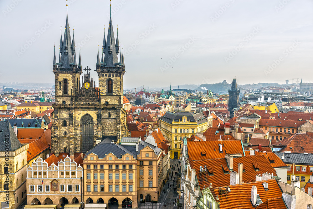 Prague, Tyn Church and Old Town Square