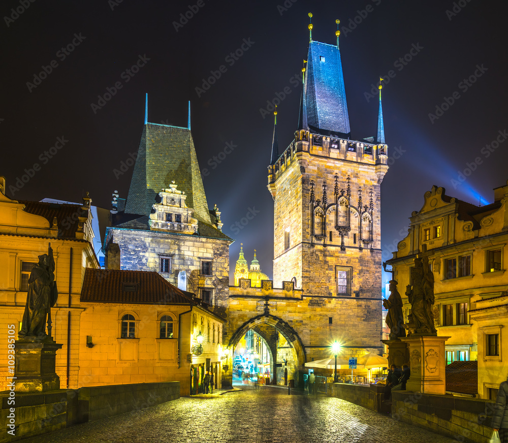 Fototapeta premium Prague, Charles Bridge and Mala Strana.