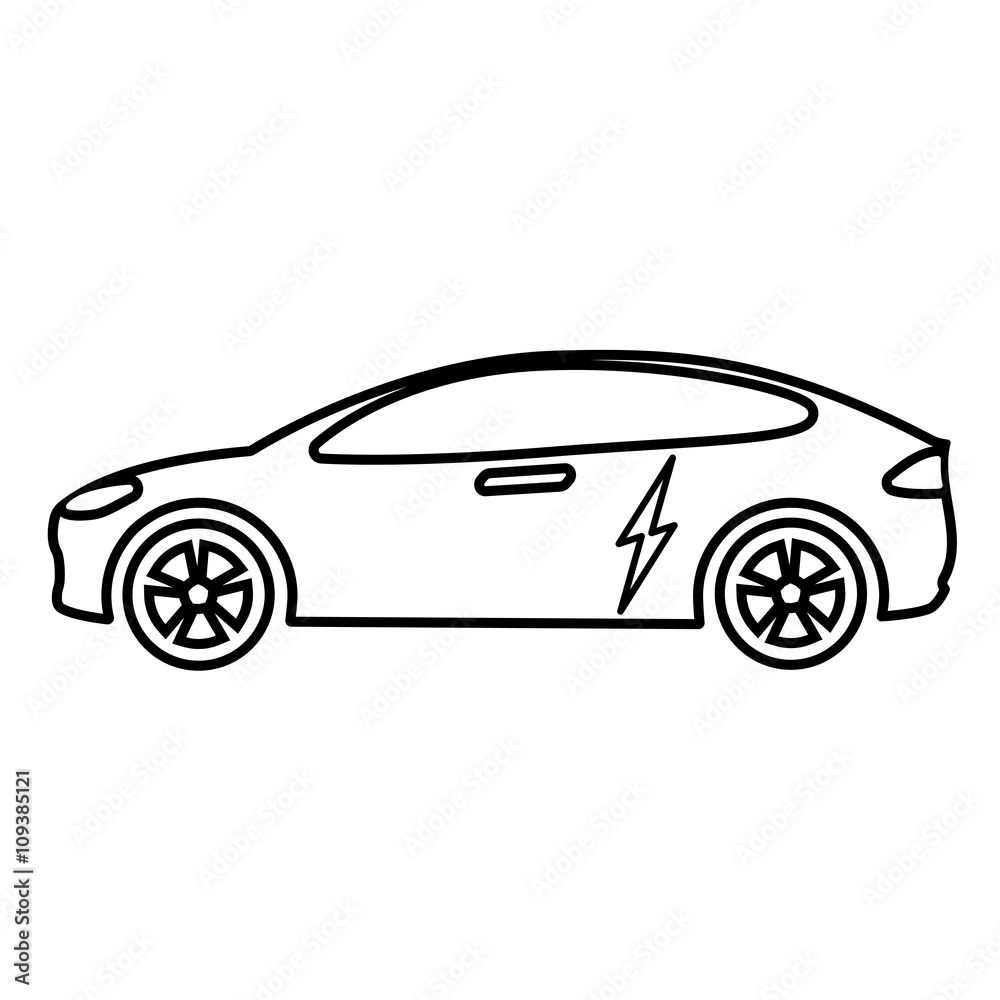 Electric car line icon Vector Illustration