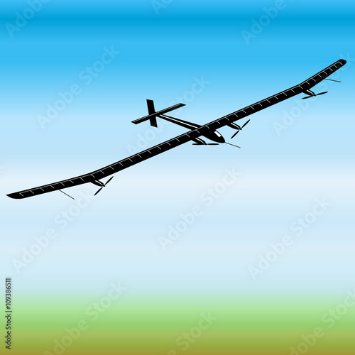 Solar energy powered airplane. Vector Illustration