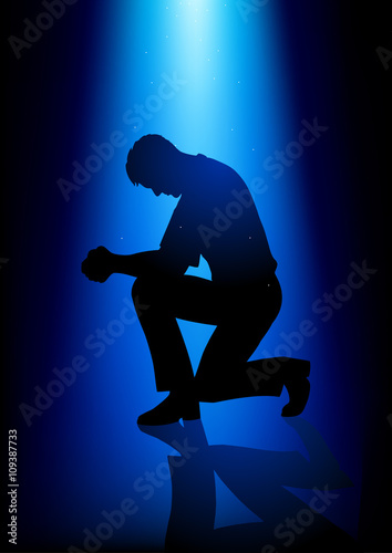 Silhouette illustration of a man praying