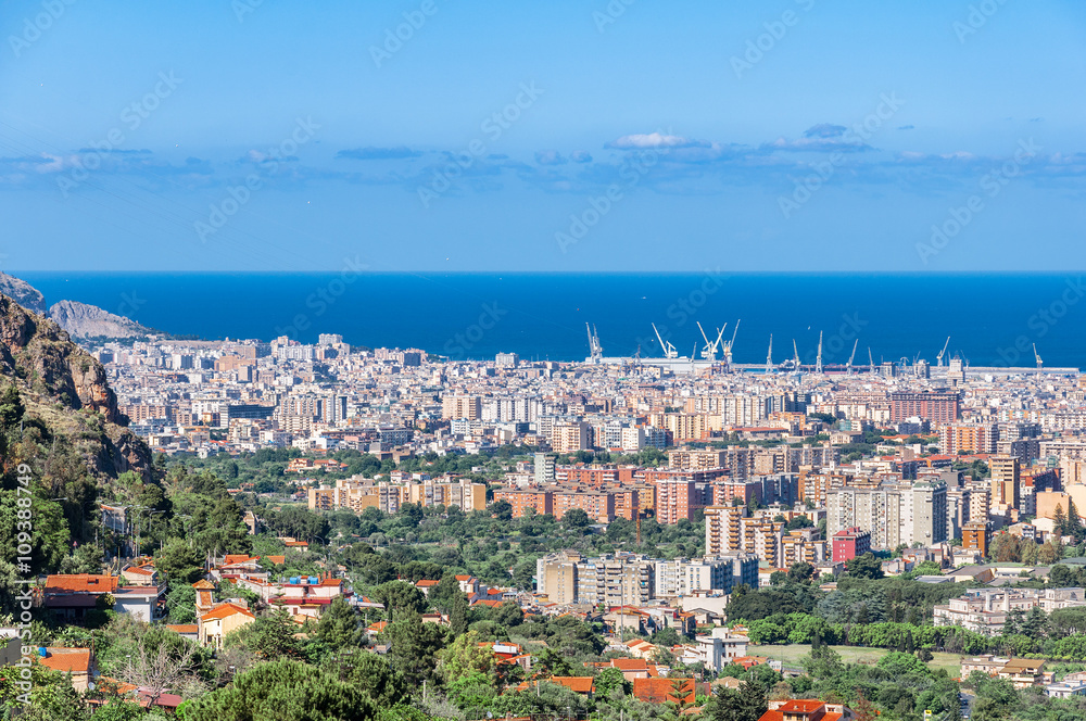 Aerial view of Palermo from Monreale.
