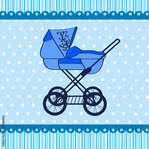 blue baby stroller