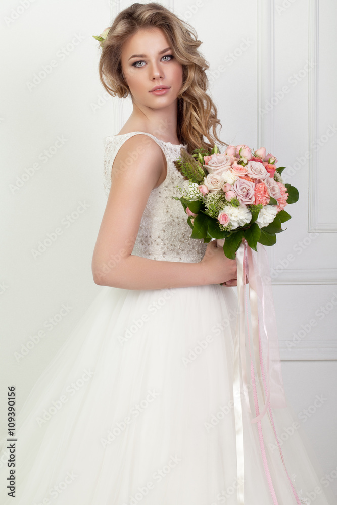 Beauty woman with wedding hairstyle and makeup. Bride fashion. Beauty woman with wedding hairstyle and makeup. Bride fashion.