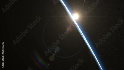 Beautiful slow sunrise from Earth orbit. View from ISS. Clip contains earth, sunrise, space, sun, awaken, clouds, water, sunset, planet, globe. Images from NASA.