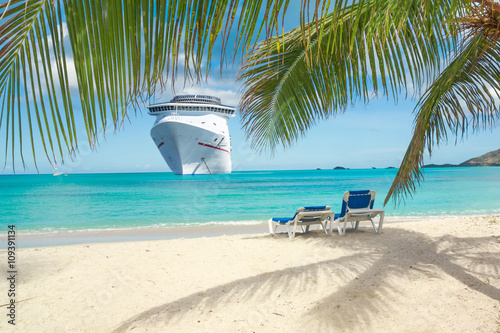 Cruise ship tropical beach