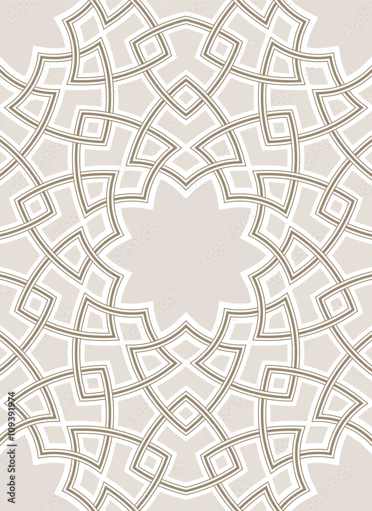 Arabesque lines pattern with Grey Background, Vector Illustration