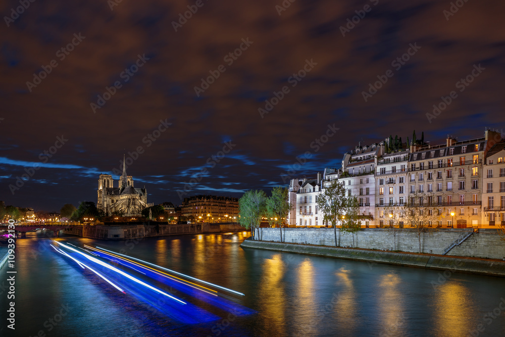 Obraz premium Paris by night, Nôtre-Dame de Paris