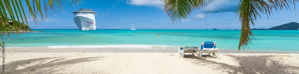 Cruise ship tropical beach