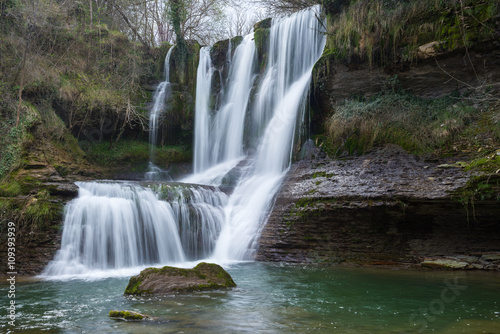 Waterfall of Peñaladros in Cozuela, Burgos (Spain)