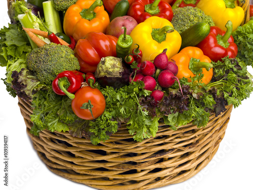 basket overflowing with vegetables