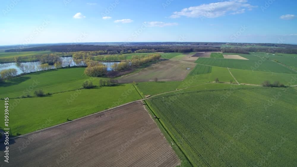 Aerial view of farm fields in spring Aerial view of farm fields in spring