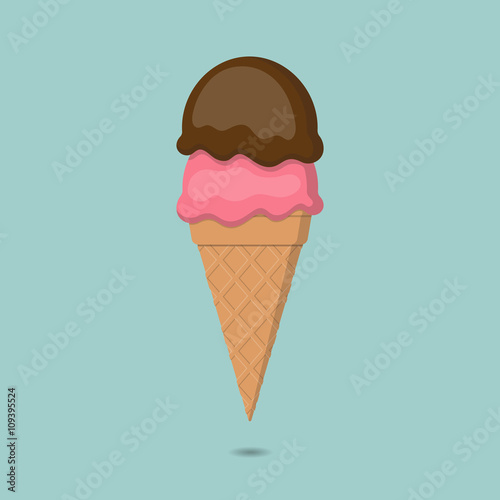 Two scoops of ice creams with cone