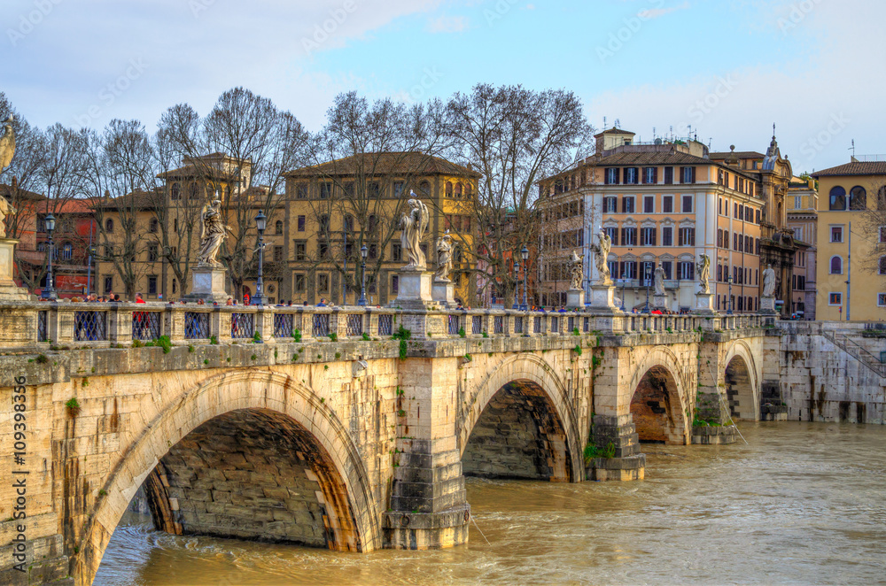 Fototapeta premium Castel Sant Angelo and Bridge of Angles, Rome, Italy