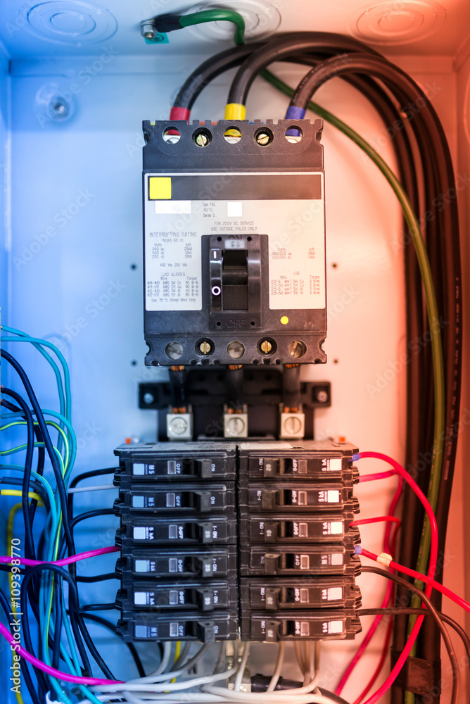 Electric outdoor fuse box in soft light Electric outdoor fuse box in soft light