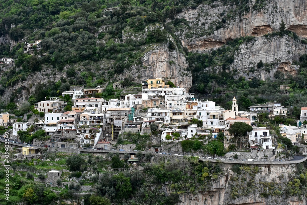 Naklejka premium Hillside buildings in Positano Italy