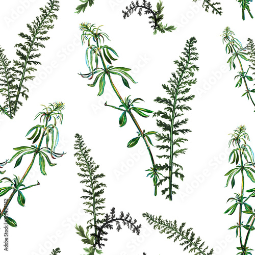 Seamless pattern with watercolor hand drawn green grass