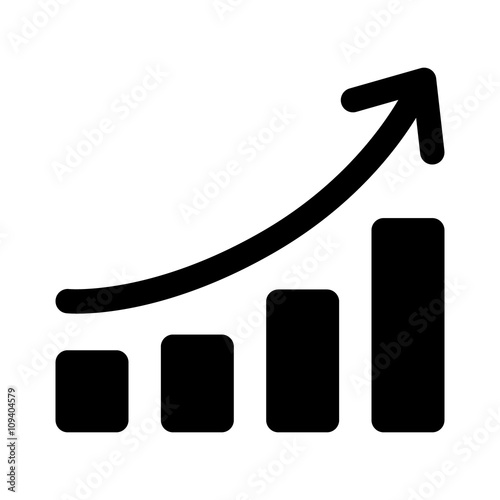 Growth chart / graph curve flat icon for apps and websites 