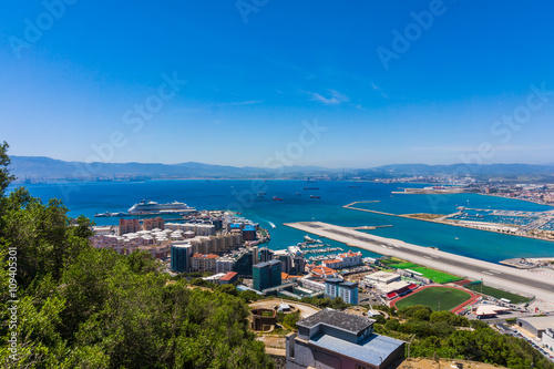 Gibraltar city and airport runway and La Linea de la Concepcion © EwaStudio