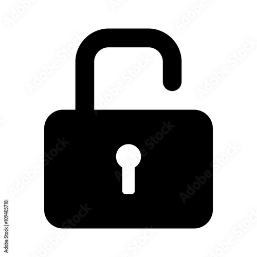 Security lock unlocked flat icon for apps and websites 