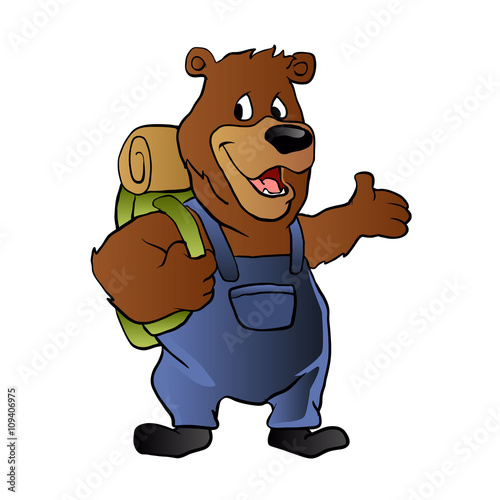 bear hiker.dinosaur cartoon.