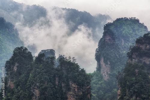 tall mountain peaks of yuanjiajie photo