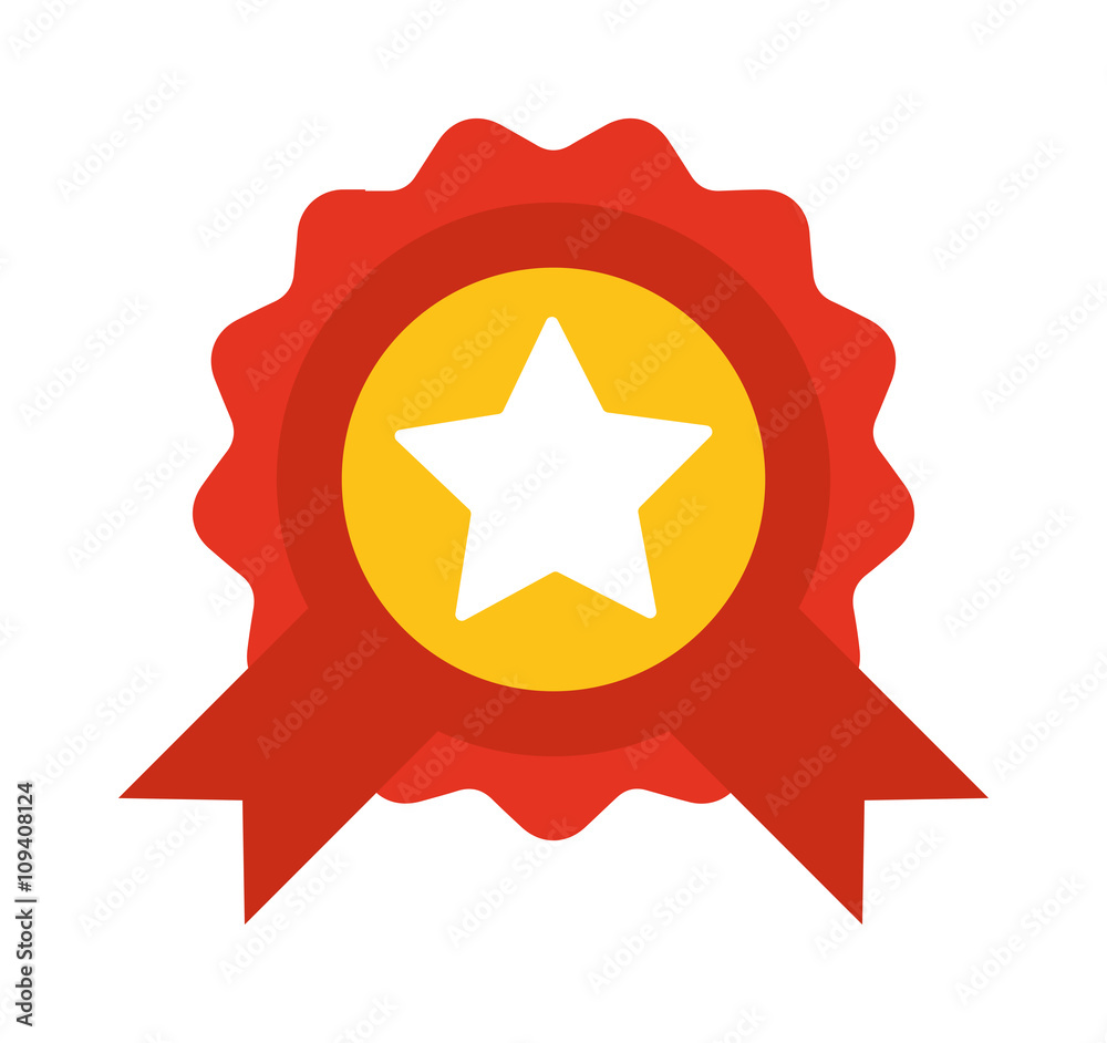 Red label with ribbons and star vector illustration. Red label with ribbons and star vector illustration.